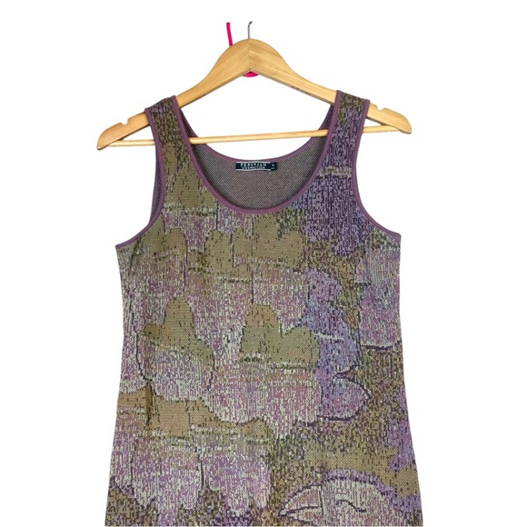 Peruvian Connection Dress Women Sz M Maxi Knit Purple Green Side Slit PimaCotton - Picture 3 of 12